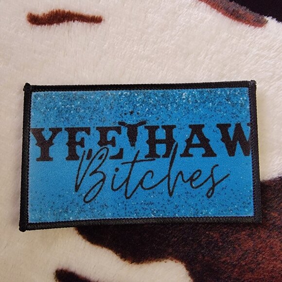 Yee Haw Western Sublimation DYI Fabric Hat Patch Glue Iron On Sew Hat Patch - Picture 5 of 5
